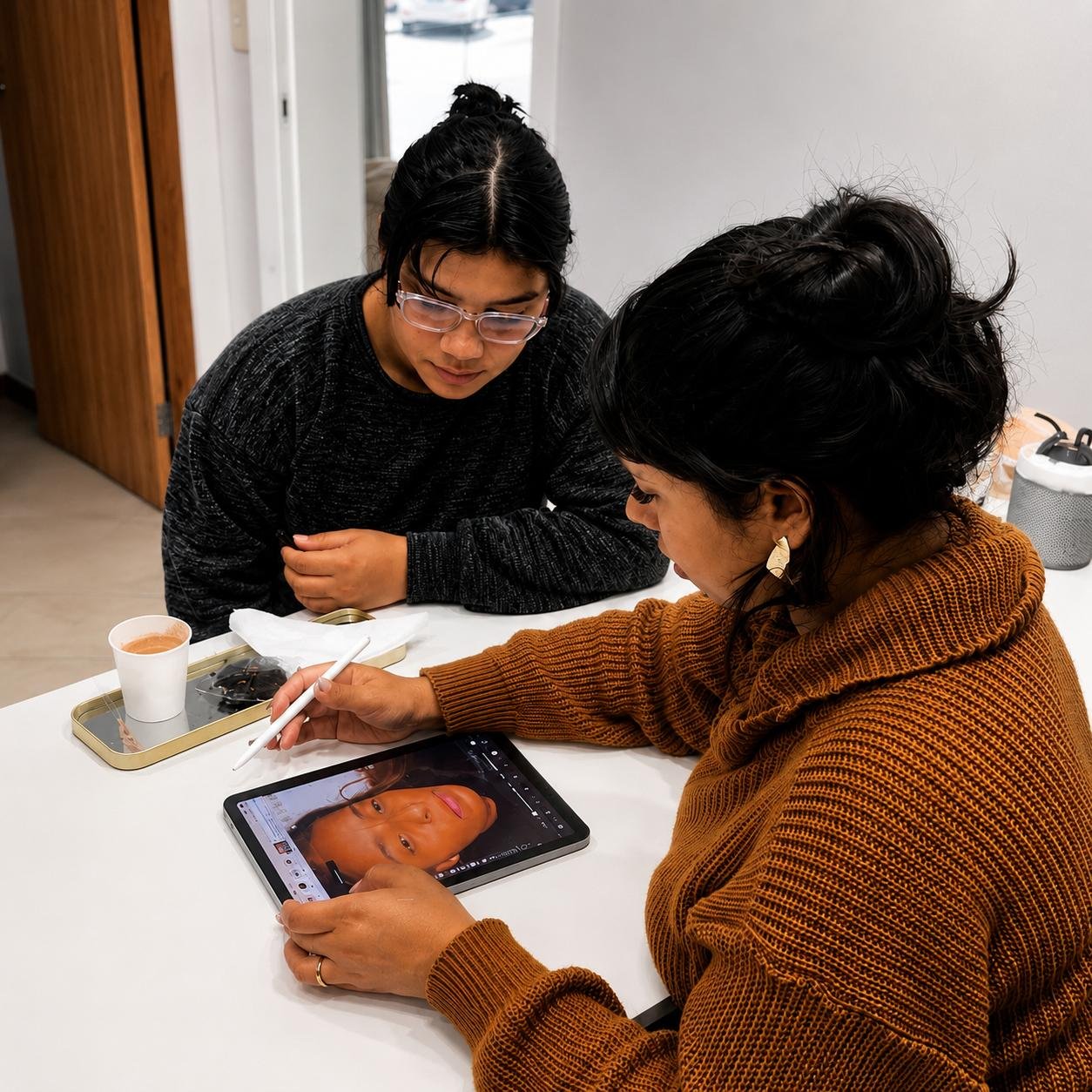 Sara Ferreira realizando procedimento